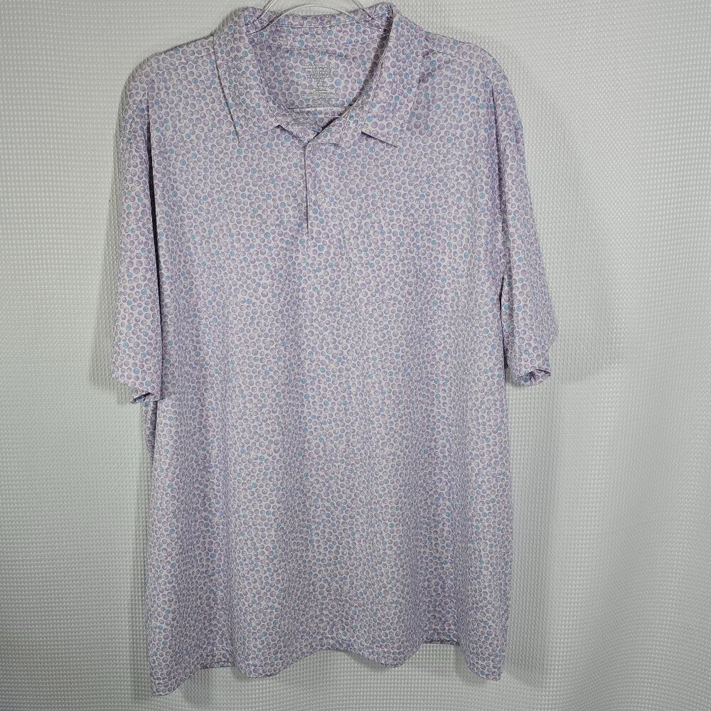 Members Mark Performance Polo Shirt XXL Purple Blue Pattern Stretch Golf Casual